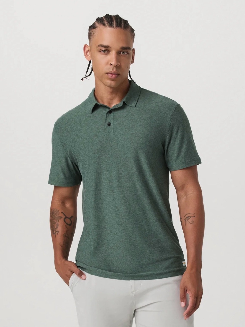 Men's Strato Tech Heather Green Short-Sleeve Polo Shirt